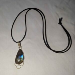 Labradorite Teardrop Silver Necklace